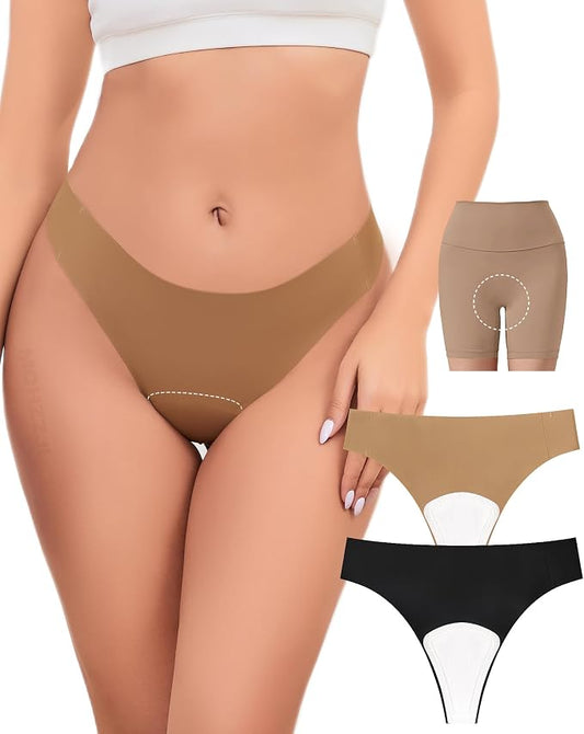Seamless Thongs for Women No Show Thong Panty Liners Workout T-back Panties for Women Invisible Underwear 2 Pack