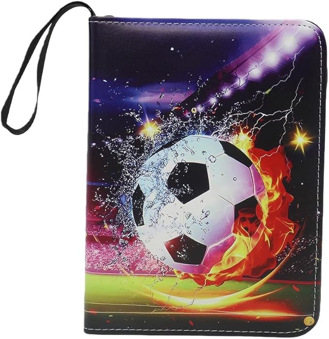 Card Binder – 400 Capacity, Zippered Trading Card Holder for MTG, Sports & Collectible Cards – Acid-Free, Durable & Travel-Friendly Storage (Red Football, 4 Pocket)