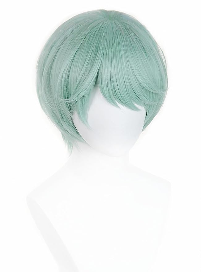 Anime Cosplay Wig Light Green Men's Short Wig Halloween Party Costume Wigs