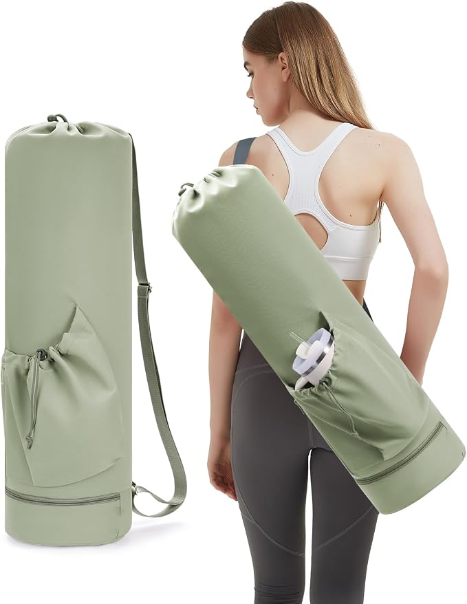 sportsnew Yoga Mat Bag with Water Bottle Pocket and Bottom Wet Pocket, Exercise Yoga Mat Carrier Multi-Functional Storage Bag, Patent pending