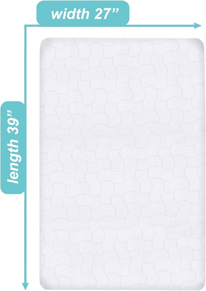 American Baby Company 2 Pack Waterproof Fitted Pack and Play Mattress Protector 39" x 27" - Quilted, Noiseless, Soft & Breathable Playpen and Pack n Play Mattress Cover