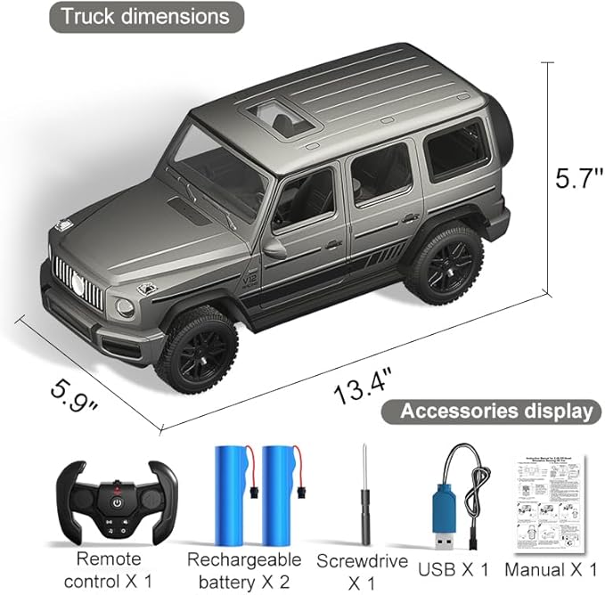 SNACKTANT 2.4G RC Cars for Kids, 1:14 Remote Control Jeep Toy with LED Lights, Gesture Sensing Open Doors Racing SUV Truck, Off-Road All Terrain Crawler Vehicle Toy, Birthday for Boys