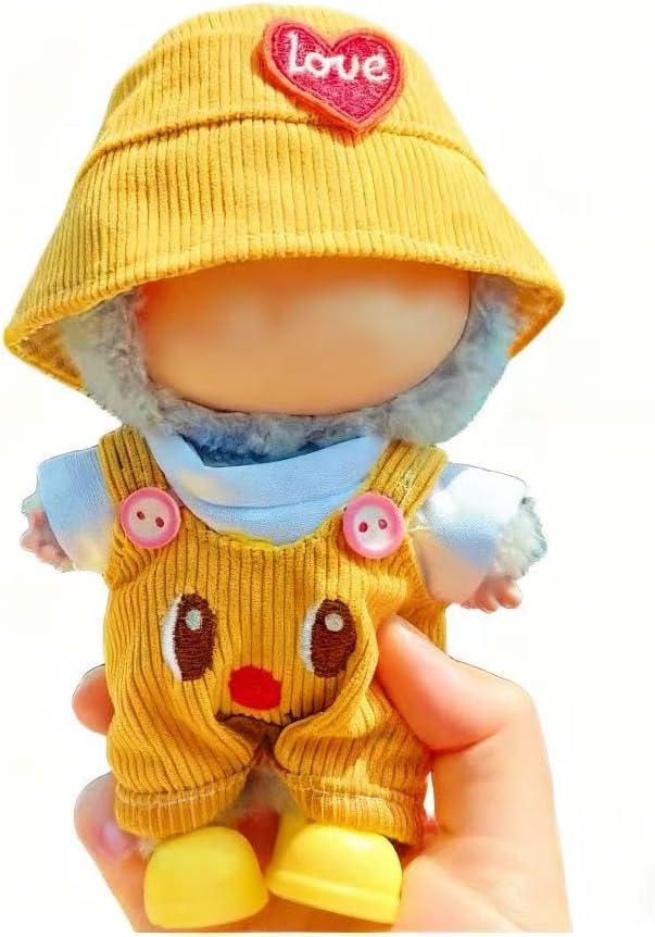 Clothes for LABUBU, Hat & Overalls Set for 17/15cm Accessories Suit, Cute Clothes for Dress up Unique Style (Butter Bear)