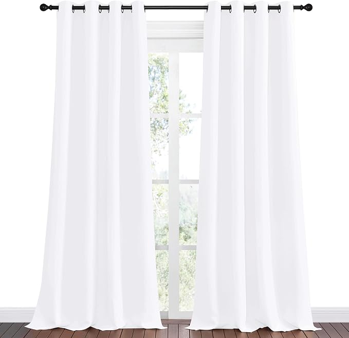 NICETOWN Blackout Curtains for Kids Room, Sea Teal, Set of 2, 55 x 108 Inch, Triple Weave Microfiber Home Thermal Insulated Solid Ring Top Blackout Panels/Drapes for Bedroom