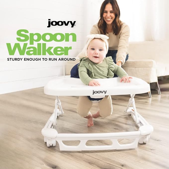 Joovy Spoon Baby Walker & Activity Center Featuring Three Adjustable Heights, Extra-Large Tray, and 30 lb Weight Capacity - JPMA Safety Certified, Red