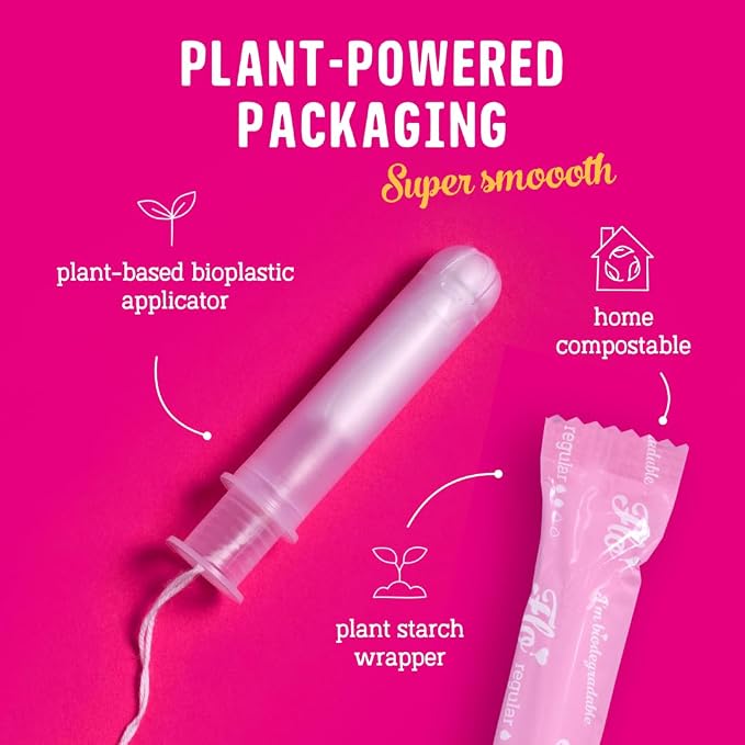 Flo - Organic Cotton Tampons for Women - 80 Pack (44 Regular, 36 Super) - Leak Proof - No Synthetic Fibers, Chlorine Bleach, Added Dyes - Bio-Plastic Applicator - Feminine Care - Vegan & Cruelty Free