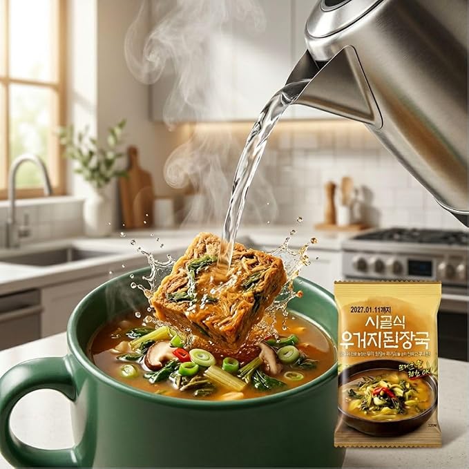 Benepisyo Freeze Dried Soybean Paste Soup, 5 Pack Instant Meal 우거지 된장국 5개입 | Rich soybean paste soup, freeze dried cabbage ugeoji, doenjangguk packets, deep savory broth, easy quick meal