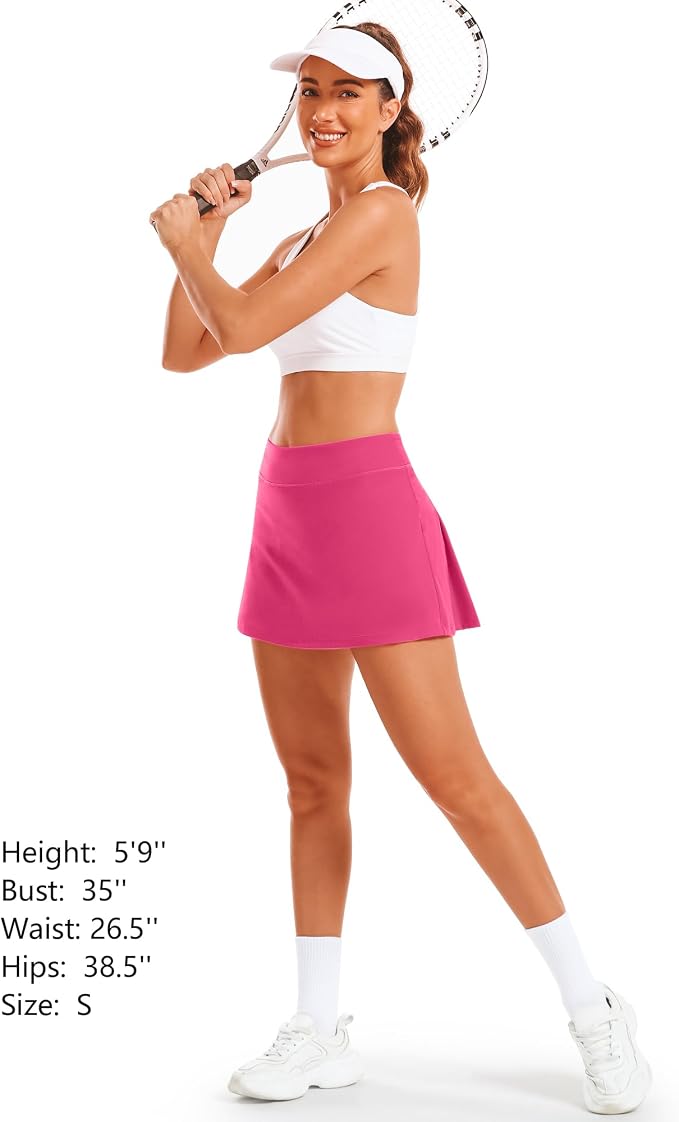 Stelle Women Tennis Skirt High Waisted Athletic Golf Skorts with Pockets | Tummy Control, Built-In Shorts, Deep Pockets, Pleated, Breathable, Lightweight, Tennis, Golf, Pickleball, Running, Workout
