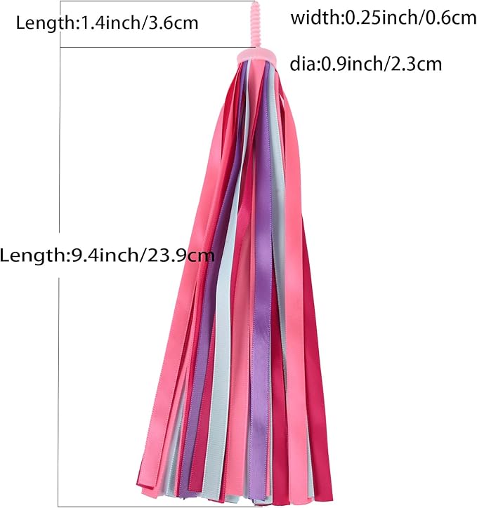 U-LIAN Kids Bicycle Tassel Ribbon,Children Scooter Handlebar Streamers Bicycle Grips Ribbon Baby Carrier Accessories Easy Attach to Bike's Handlebars…