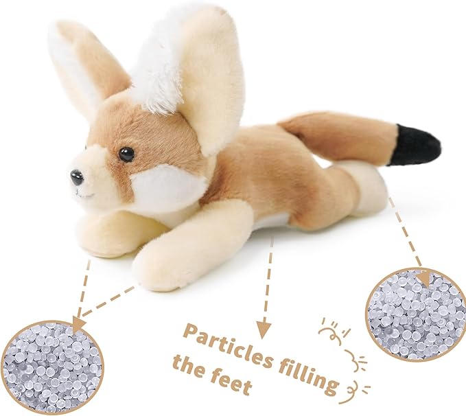 Stuffed Animal for Kids,8 inch Realistic Animal Plush Toy Lying Down Posture Animals,Plush for Boys Girls Adult Birthday Hug Teaching(S-Eared Fox)