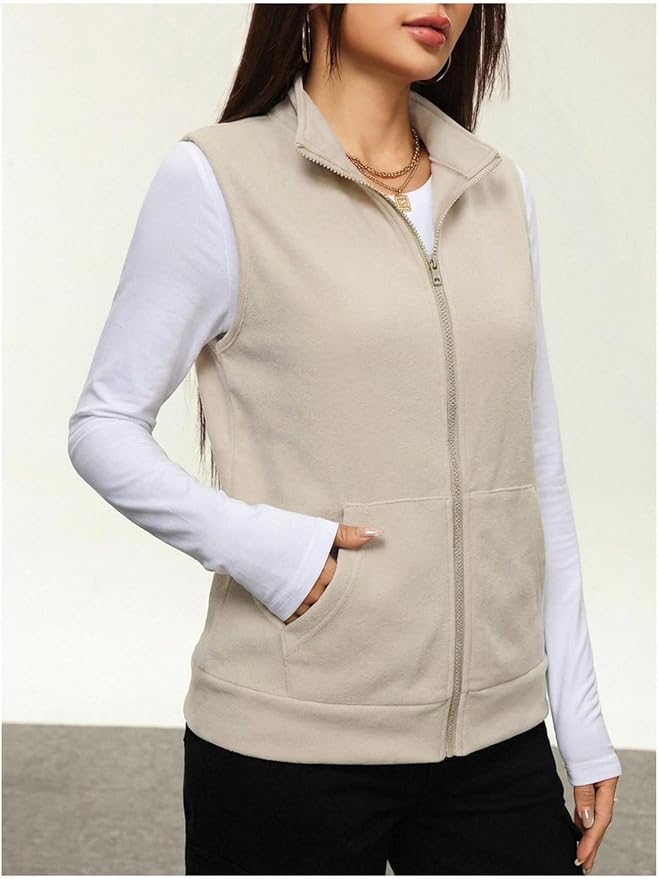 SOLY HUX Womens Zip Up Lightweight Vests Jackets Scrubs with Pockets | Casual, Sleeveless, Spring, Summer