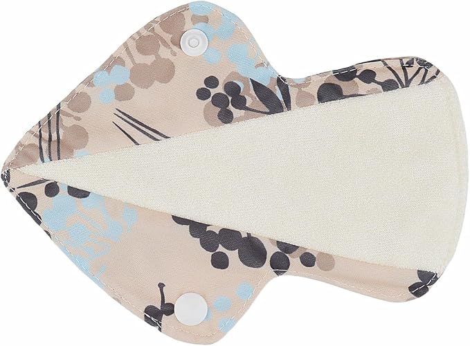 5 Thong Panty Liners 1 Wet Bag Cloth Menstrual Pads Sanitary Reusable Washable (Silver Foliage White)