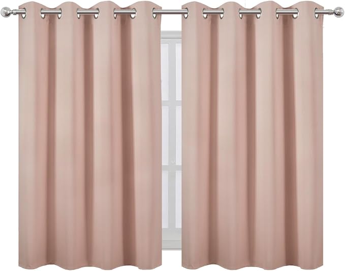 LEMOMO Blush Thermal Blackout Curtains/52 x 45 Inch/Set of 2 Panels Room Darkening Curtains