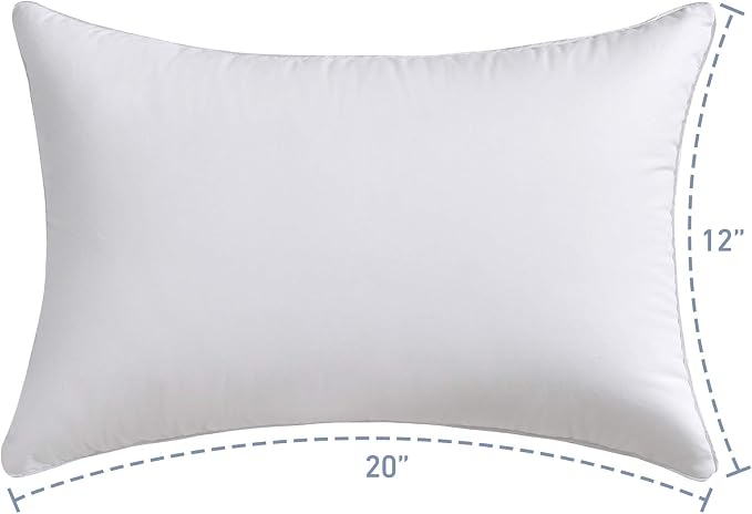 Oubonun 12x20 Lumbar Throw Pillow Inserts 2 Pack, 100% Cotton Breathable Cover Plump Rectangle Square Cushion Inserts White Decorative Pillows for Living Room Bedroom Office