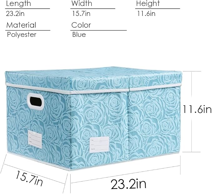 Jumbo Collapsible Storage Cubes with Lids Fabric Decorative Storage Bins Boxes Organizer Baskets with Cover Handles for Bedroom Closet Living Room 23.2x15.7x11.8 Inch 3 Pack