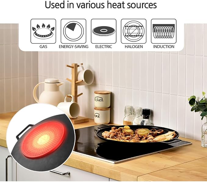 Korean BBQ B IH Griddle Grill Pan, Nonstick Coating, All Stove(Gas, Electric & Induction), Indoor Outdoor Griddle (14 IN)