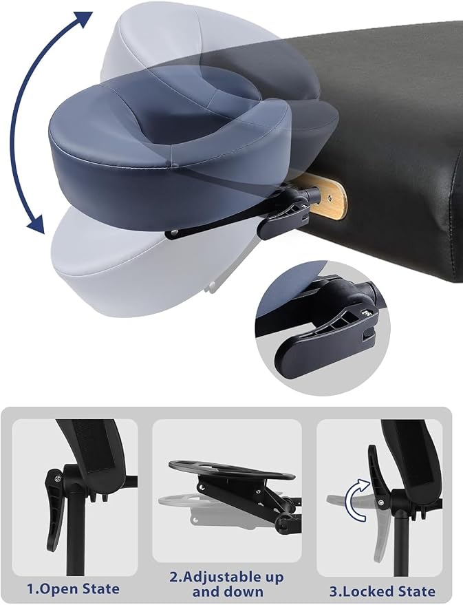 EBANKU Mattress Top Massage Kit, Adjustable Headrest Face Cradle Cushion, Face Down Pillow with Massage Table Arm Rest for Bed at Home(Blue)