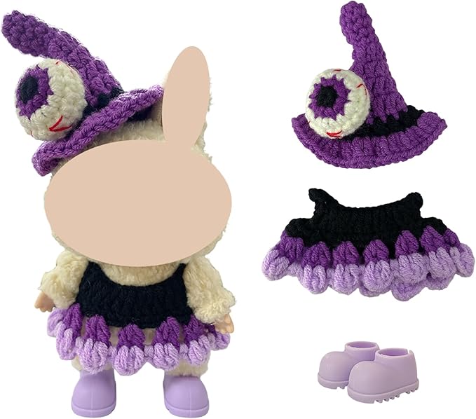 5 Sets Halloween Clothes for 17cm Doll, Pumpkin, Witch, Black Cat & Bunny Costumes, 6.7-Inch Doll Accessories, Halloween Outfits Costume include Colorful Shoes and Glasses, Gift Idea (No Dolls)