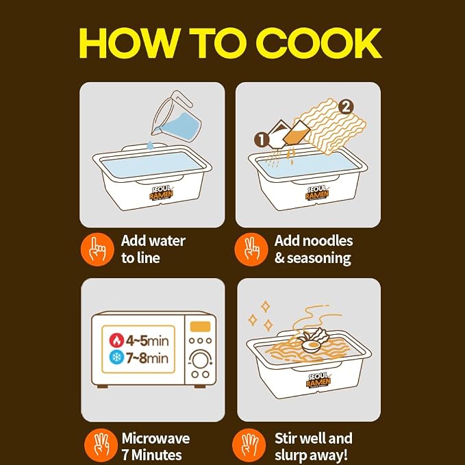 Seoul Ramen Hybrid Cooker | Microwave Ramen in 6 Minutes | Perfect for Korea Ramen, Small Kitchen, or Office | Dishwasher-Safe, Microwaveable, BPA-Free (6 Pack) (Orange)