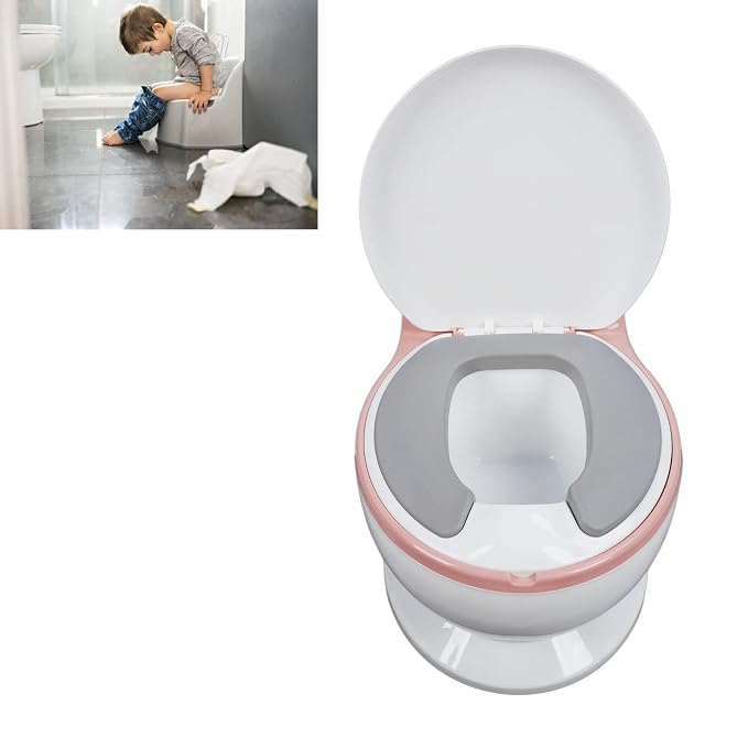 Adjustable Portable Kids Potty Training Seat, Ergonomic and Safe Children's Toilet with Removable Potty Pot, Comfortable Non Slip Design for Home and Travel(Pinkest)
