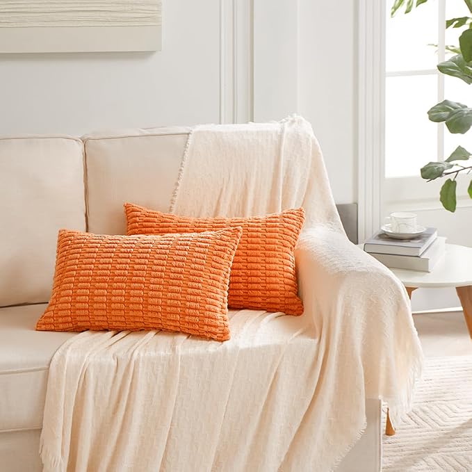 Fancy Homi 4 Packs Decorative Throw Pillow Covers for Living Room Couch Bed, Modern Farmhouse Boho Home Décor Accent Cushion Case, 24" x 16", Orange