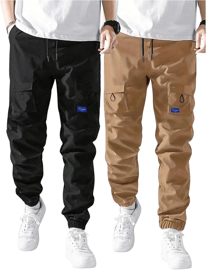 GORGLITTER Boy's Cargo Pants Casual 2 Piece Elastic Waist Hiking Going Out Khaki Pants Joggers with Pockets Clothes