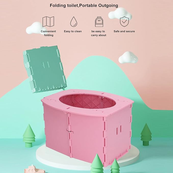 RiToEasysports Travel Potty,Portable and Foldable Toilet for Kids Boys Girls for Car, Camping, Outdoor, Indoor (Pink)