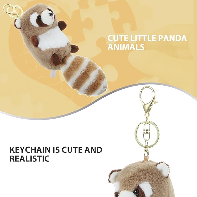 Raccoon Keychains Plush Stuffed Keychain Cute Soft Plush Raccoon Keychain Animal Pendant Toy Jewelry for Bag Purse