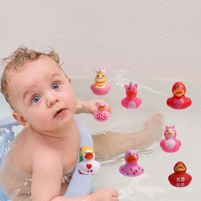 12pcs Rubber Ducks,Favor or Small Prize,Bath Decor Party Favors for Kids (Valentine Duck)