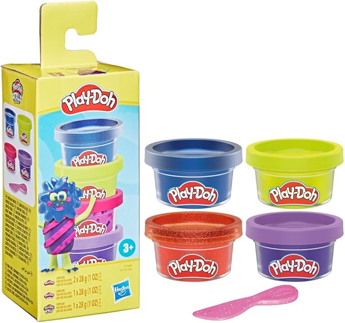 Hasbro Play-Doh Monster Mini Color 4-Pack of Modeling Compound with Glitter and Metallic Colors, 1-Ounce Cans, Non-Toxic