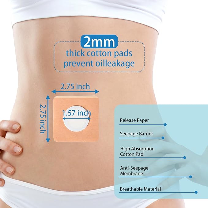 32 Pcs Castor Oil Belly Button Patches, Anti Leakage Disposable Castor Oil Pack Wrap(Oil Not Included),Square