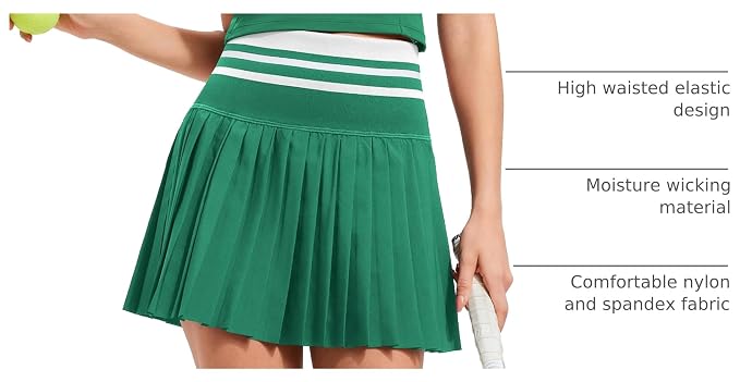 Two Piece Tennis Skirt Set for Women High Waisted Pleated Athletic Golf Skirt Sets Women 2 Piece Outfits with Pockets
