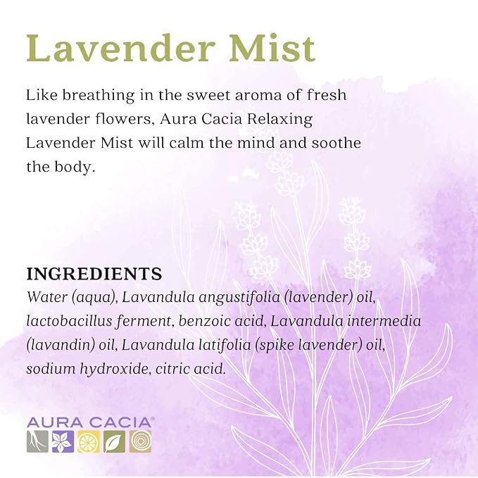 Aura Cacia Relaxing Lavender Aromatherapy Mist,4-Ounce,Lavender Pure Essential Oils,Sweet & Floral Aroma,(Pack of 2)