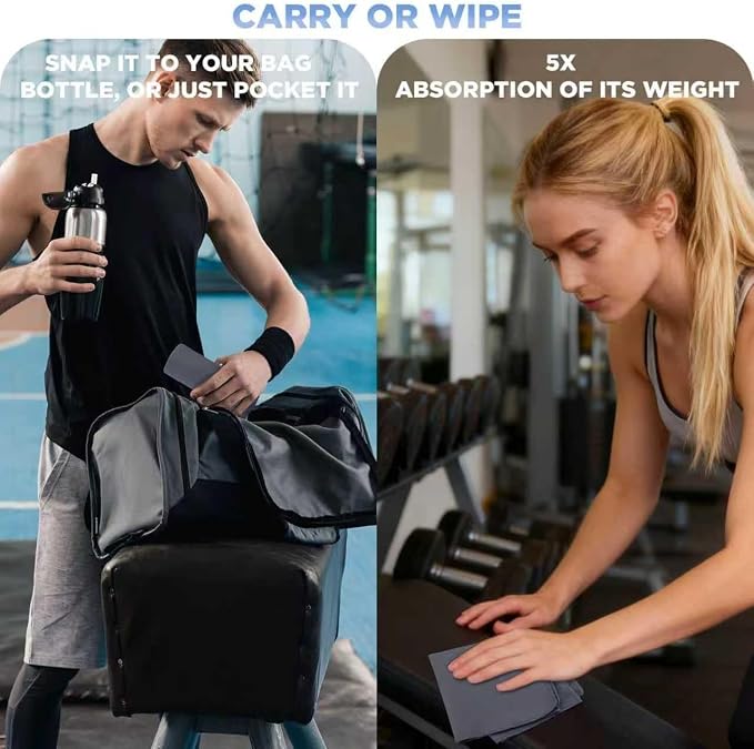 Microfiber Gym Towels - Quick Dry, Highly Absorbing, Odor-Free, for Women & Men - Gym Towel for Hot Yoga, Tennis, Working Out, Camping, Set of 5, 16 * 27 Inch, Dark Grey