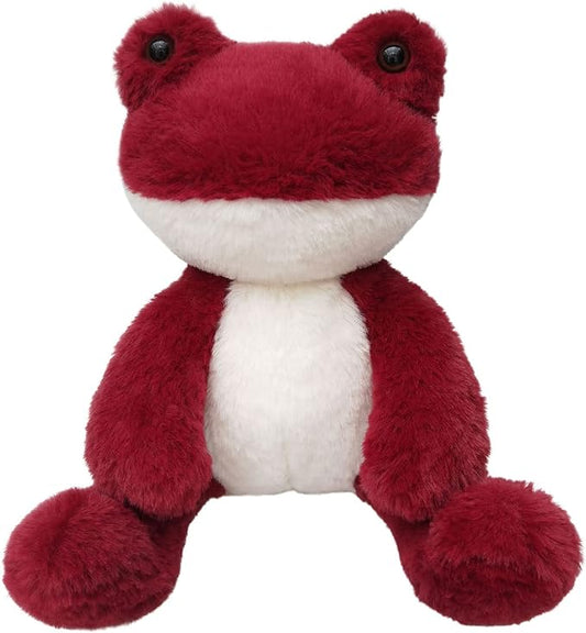 Wine Red Frog Stuffed Animal, 8.5 Inches Cute Furry Frog Plush Toy, Soft Cuddly Plushie Hugger Toy for Boys Girls, Gifts for Kids or Girlfriend