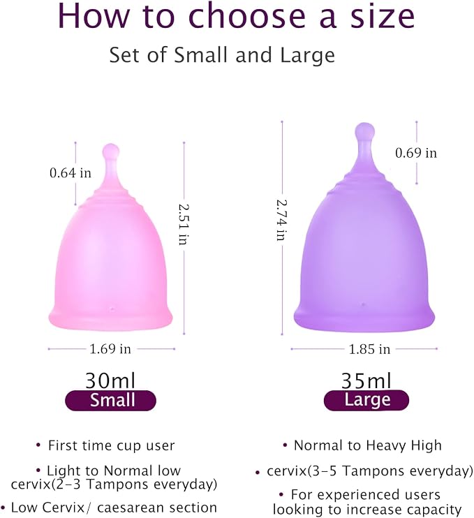 Menstrual Cup with Collapsible Storage Cup, Leak-Proof Design with Medical Grade Silicone Period Cups Reusable Comfortably use for 12 Hours(S+S)