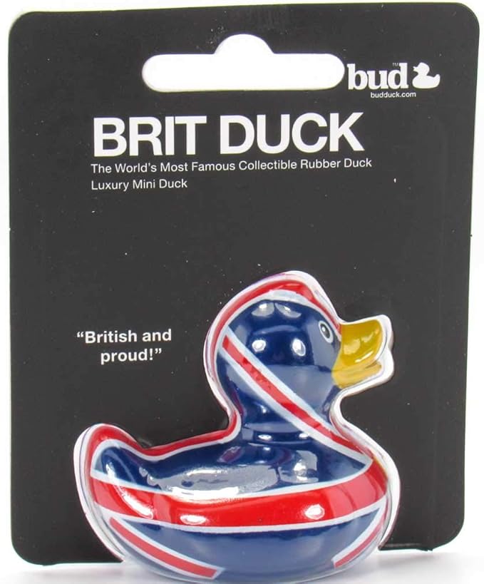 Brit (mini) Rubber Duck Bath Toy by Bud Duck | Elegant Gift Packaging - "British and proud!" | Child Safe | Collectable