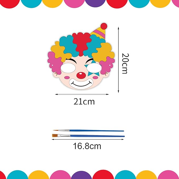 24 Pcs Circus Crafts for Kids Color Your Own Clown Masks DIY Coloring Circus Arts and Crafts for Circus Party Supplies Birthday Carnival Halloween Thanksgiving Cosplay Dress Up World Book Day