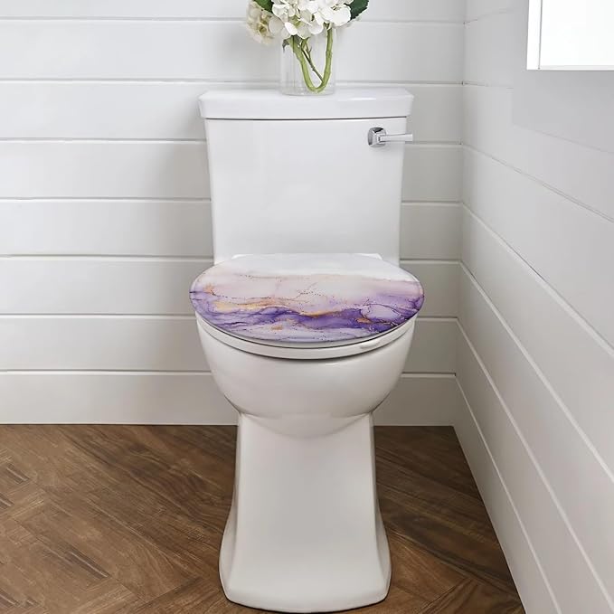 Yellow Butterfly Toilet Lid Cover, Suitable for Most Round, Elongated and Oblong Toilet Seats, Bathroom Decorative Flannel Soft Toilet Lid Cover