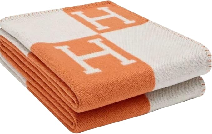 Fcteap h Blanket Soft Throw Blanket Faux Fleece Cashmere Plaid Warm Shawl Thick Knitted Plush Cozy Comfy for Women Throw Blanket for Sofa Couch Bed Queen King Size 55x66 in (Red Orange)