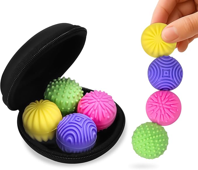 Magnetic Sensory Fidget Balls – 4-Pack Silicone Weighted Stress Relief Toys for Kids, Teens & Adults – Quiet, Textured Magnet Fidgets for ADHD, Autism & Anxiety – Gift for Classroom Decor