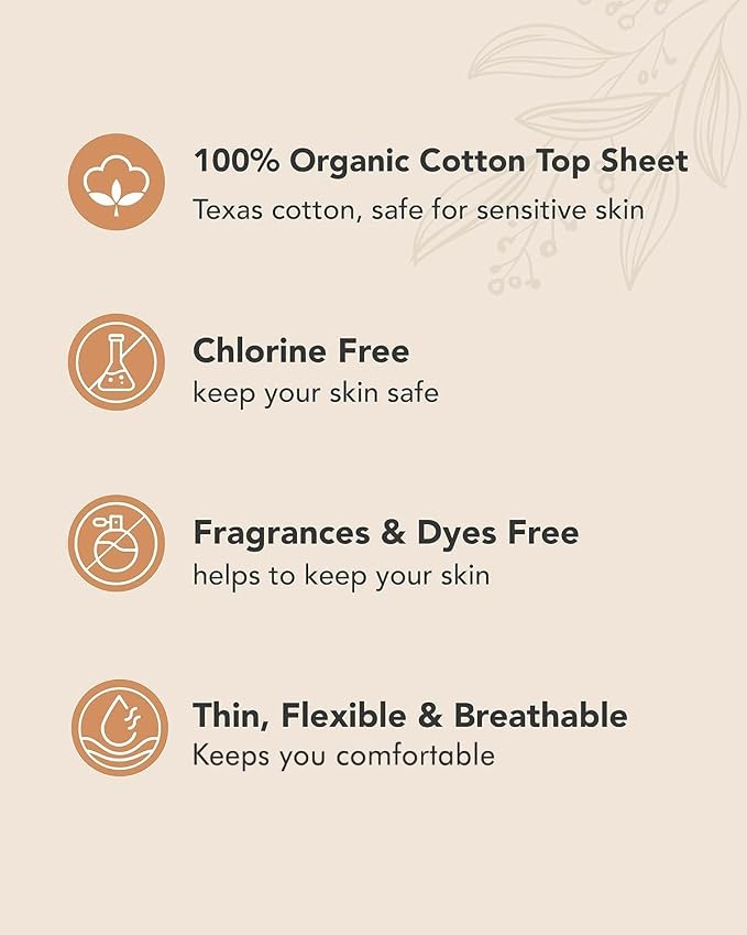 OCBON Unscented Ultra Thin Sanitary Pads (32 Count, Regular) – Organic Cotton Feminine Pads with Wings for Women, Super Absorbent & Soft, Period Protection, Hypoallergenic