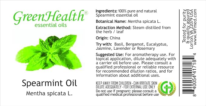 GreenHealth Spearmint Essential Oil - 15 ml - 100% Pure Essential Oil