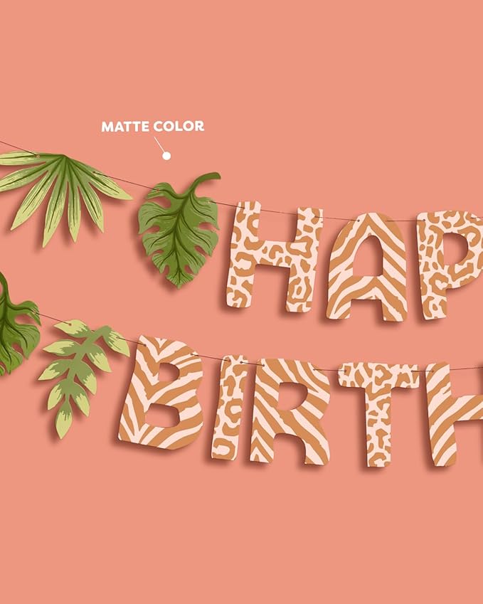 xo, Fetti Safari Happy Birthday Banner, 5 Ft. | Jungle Bday Garland, Kids Party Decoration, Zoo Animal Sign, Rainforest Photoshoot Backdrop