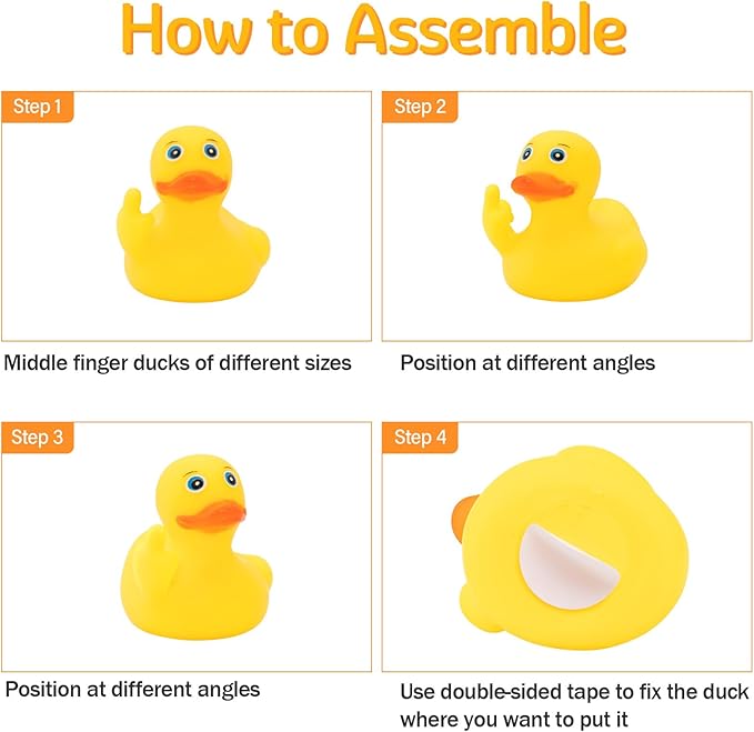 wonuu 3pcs Rubber Duck Car Mid-Finger Duck Ornament Dashboard Decorations Bathroom Duck Rubber Ducky Funny, Small Duck