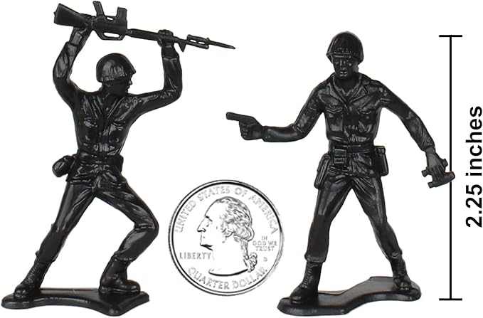 TimMee Plastic Army Men - Black 48pc Toy Soldier Figures - Made in USA