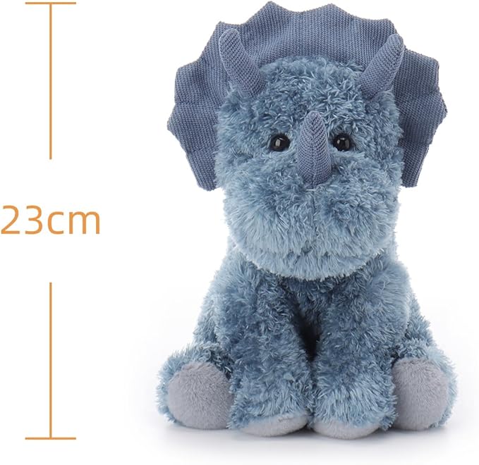 Apricot Lamb Dark Blue Triceratops Stuffed Animals for Kids, Soft Cute Plush Toys for Baby Girl and Boy, 9 Inches