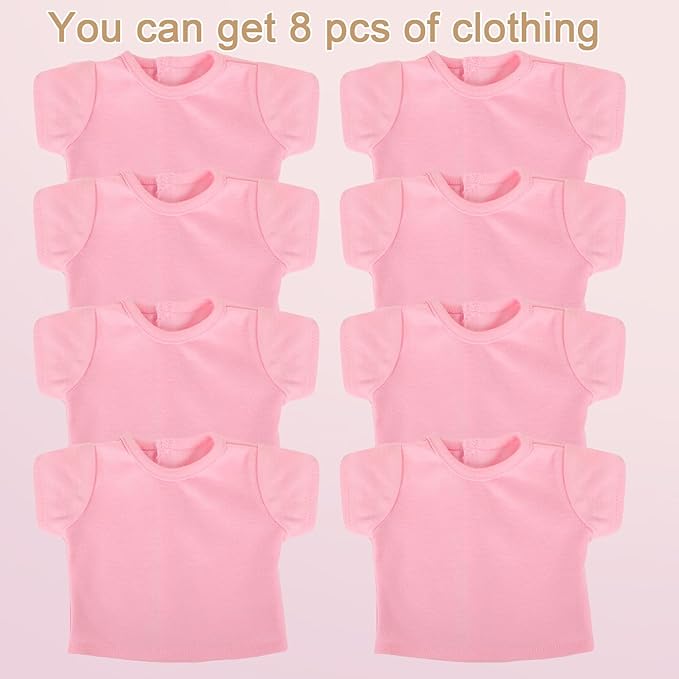 8-Pack Pink Blank T-Shirts for 17-18 Inch Bears | Thick DIY Stuffed Animal Canvas Clothes (Pink)