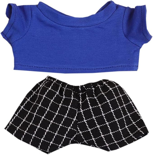 Plush Doll Clothes Solid Color T-Shirt Pants Dress Up Accessories for 10cm 15cm-17cm 20cm Doll (A7, 15cm-17cm)