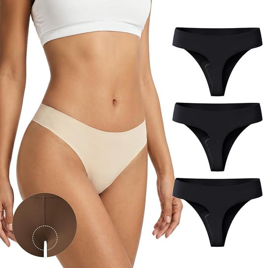 Anti Camel Toe Thongs for Women Seamless Invisible Panty No Show Underwear Liners Workout G String Breathable Tangas